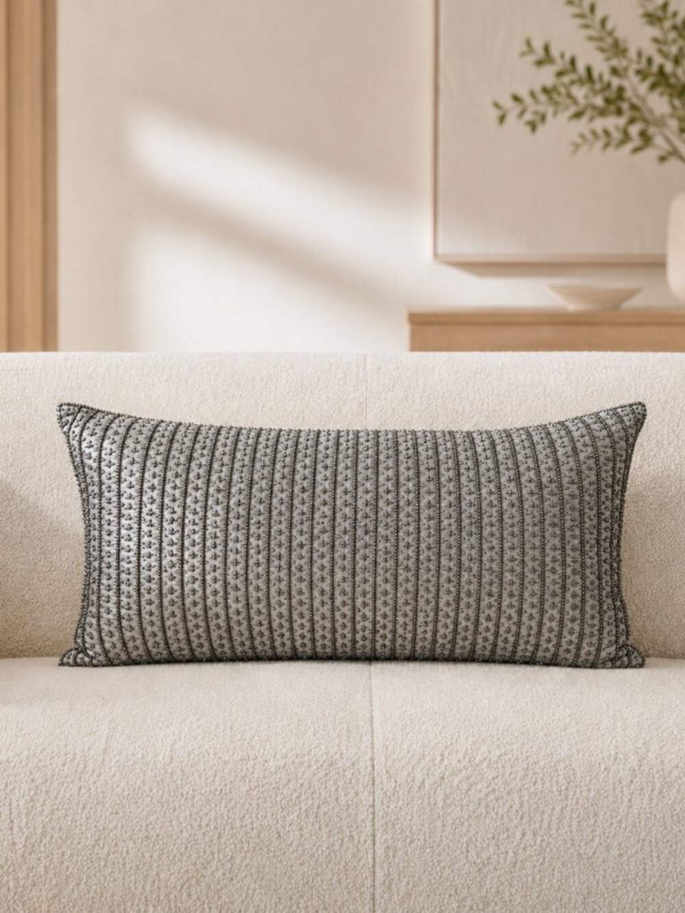 Hotel Collection Mineral Decorative Pillow, 12" X 22", Grey